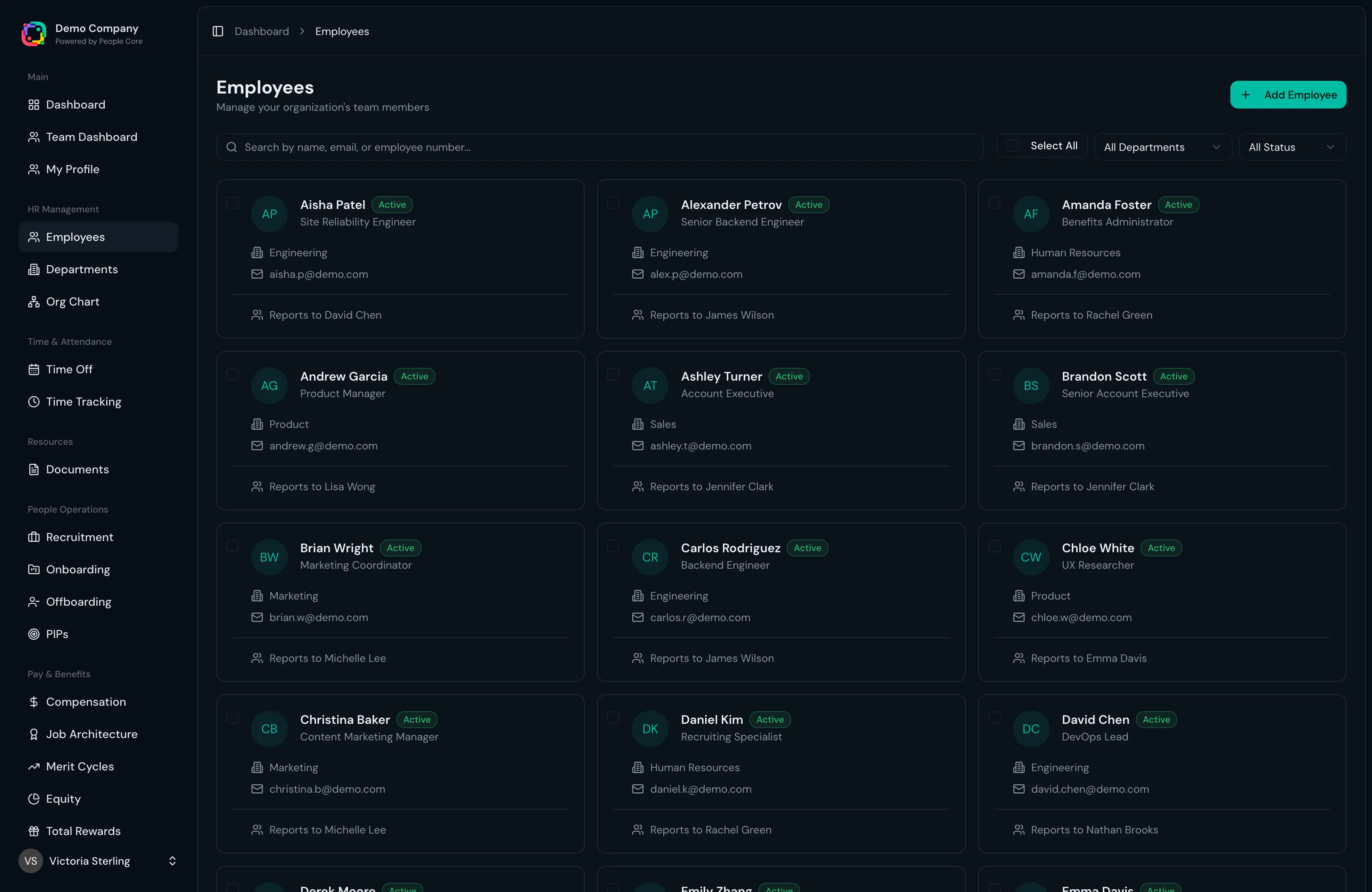 Core HR dashboard