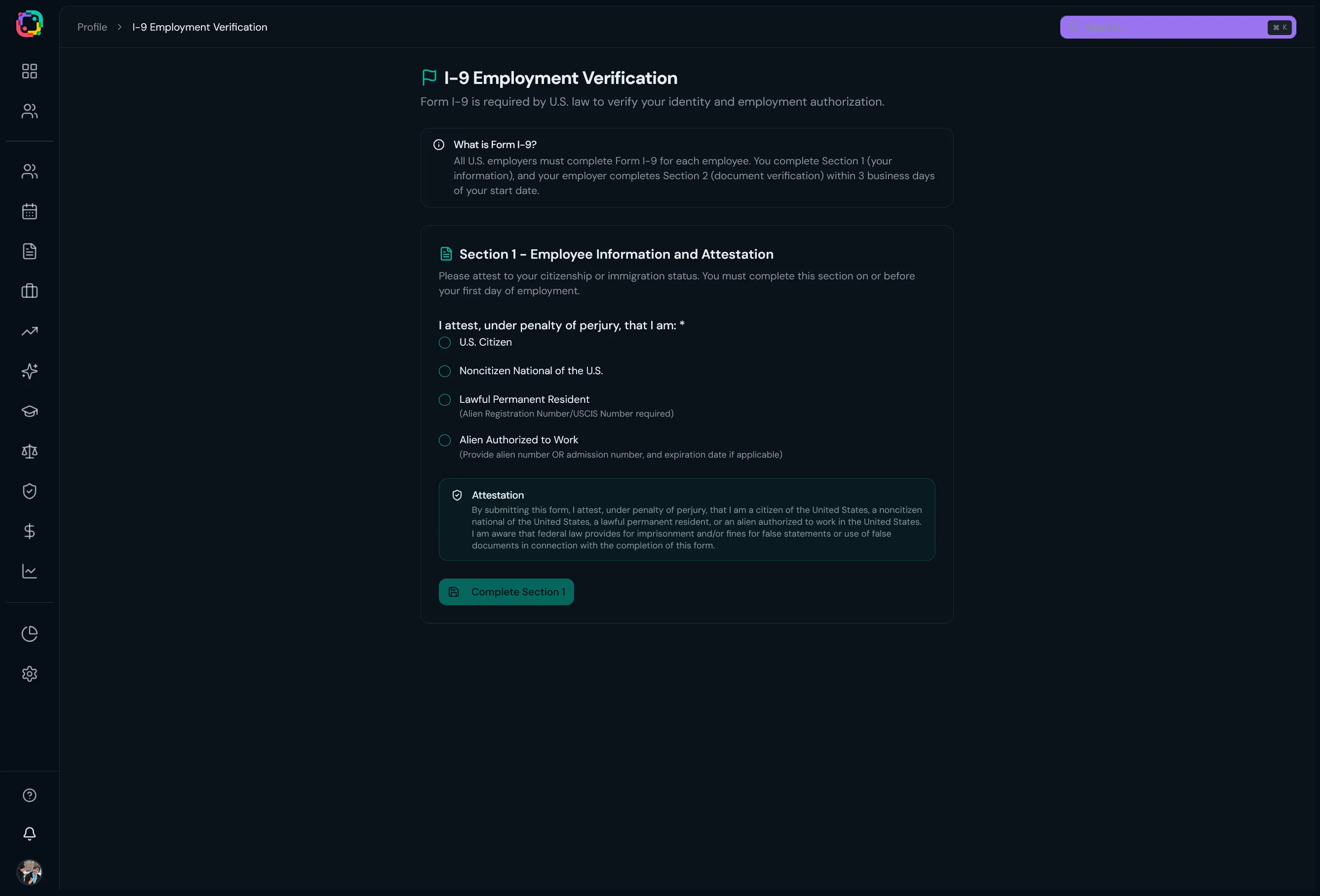 US Compliance dashboard