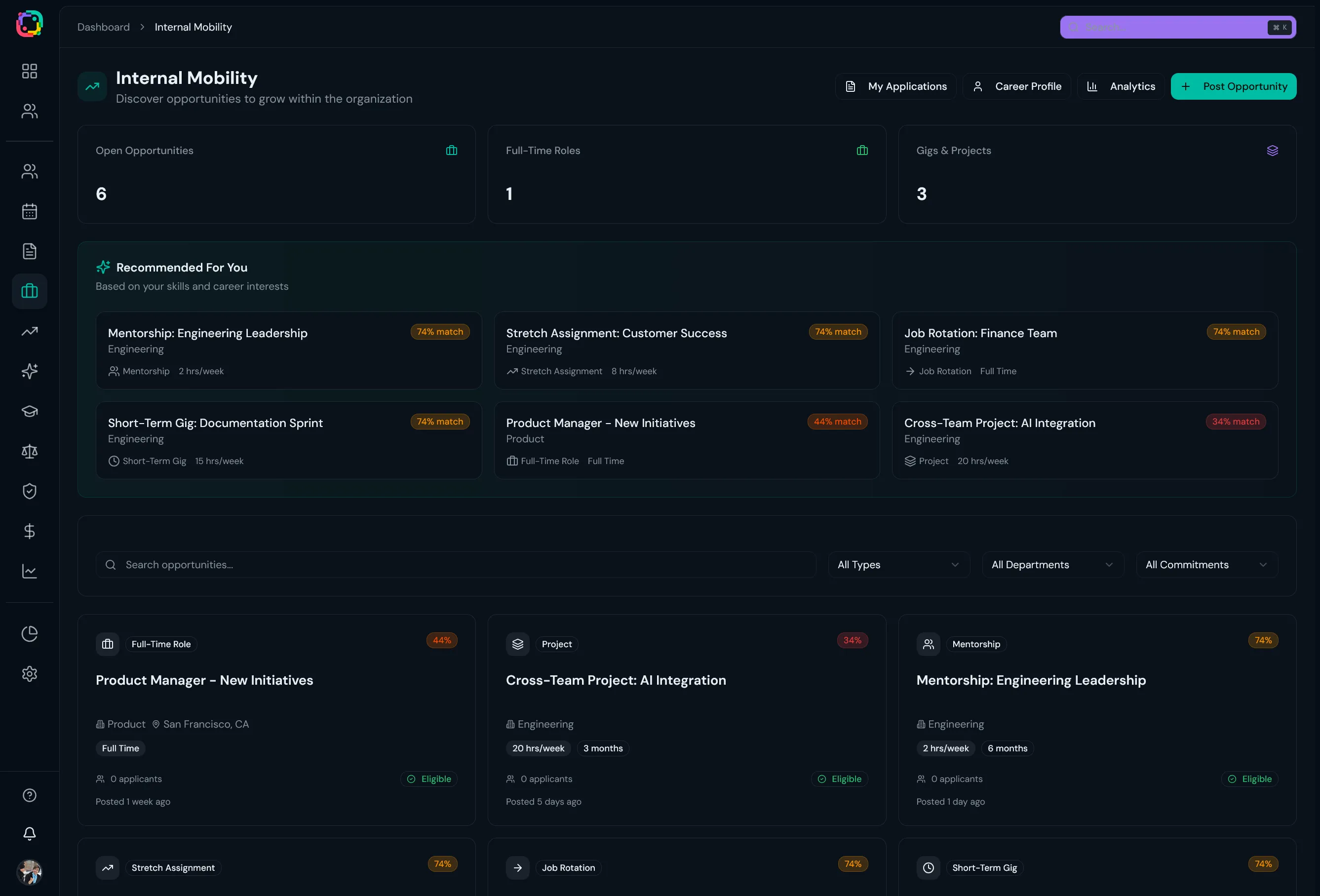 Internal mobility screenshot