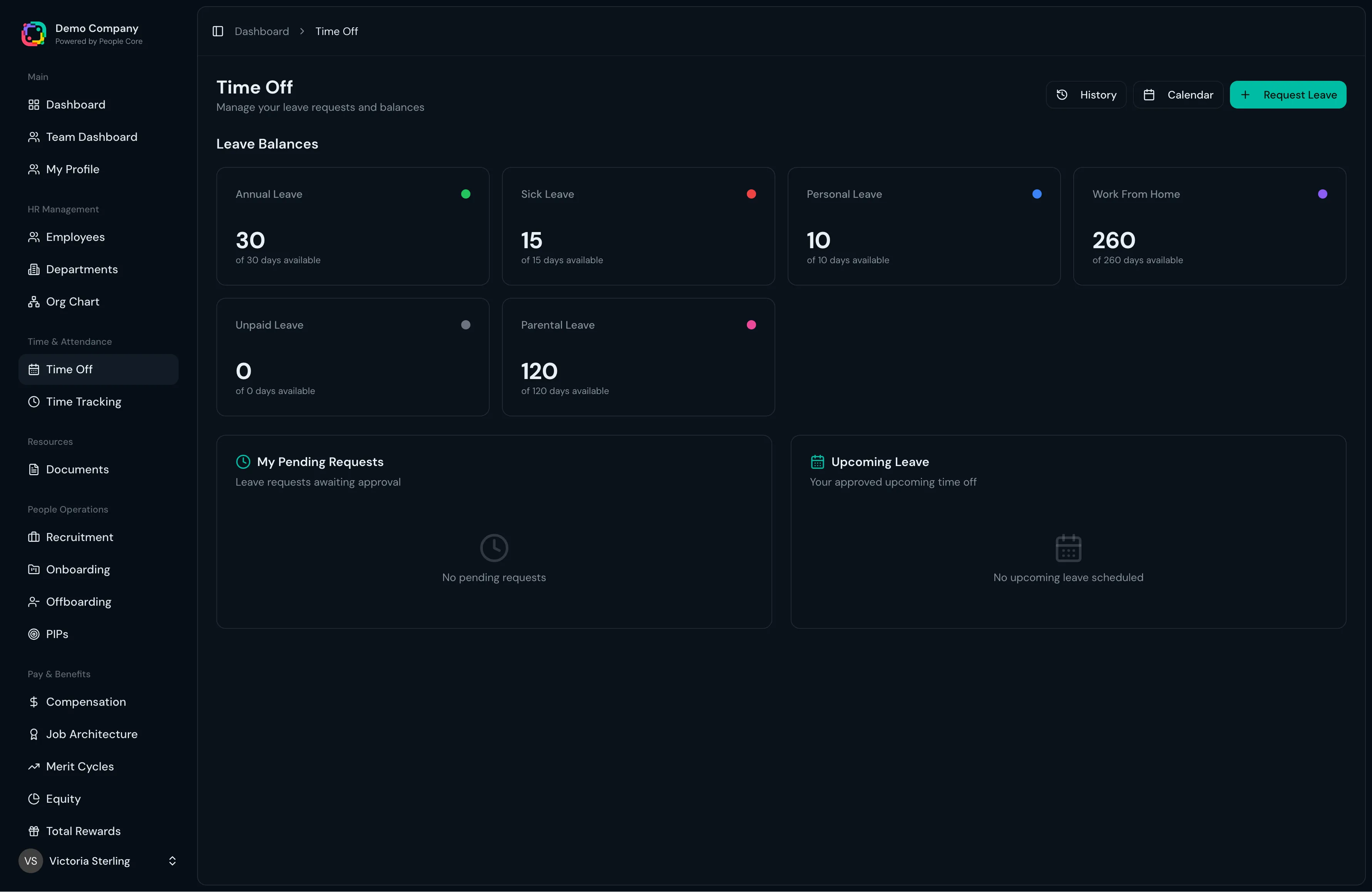 Leave management dashboard